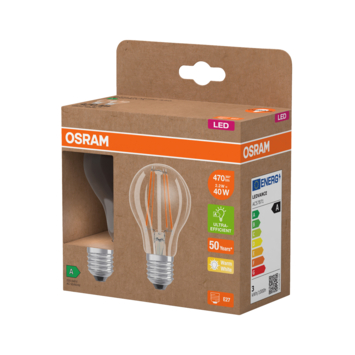 Osram LED E27 lampen 2.2W warm-wit, 2 stuks