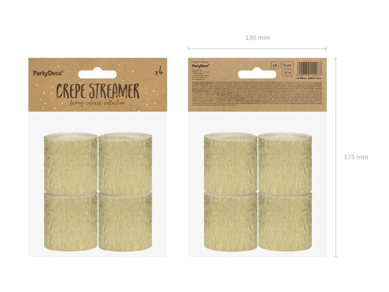 Gouden Slingers Crepe Rol 5cm 10m 4st