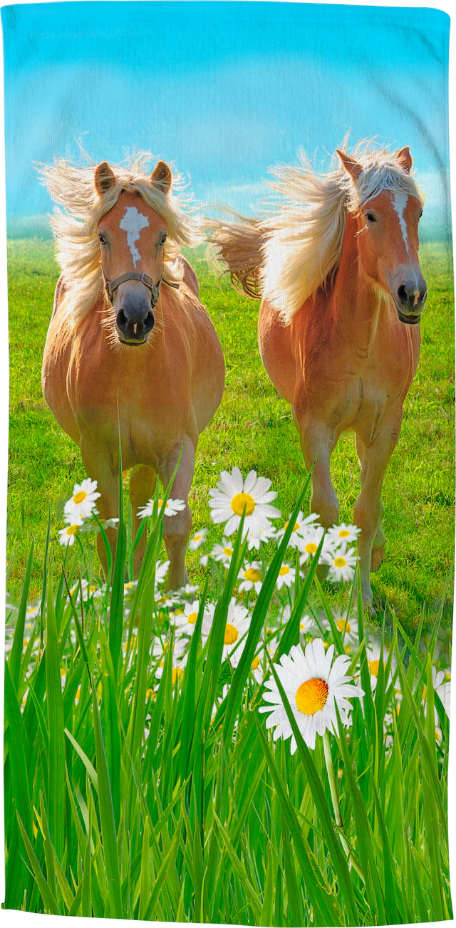good morning Strandtuch »Horses« 100% Mikrofaser, 75x150, Schnelltrocknend, Kind, Mädchen, Pferd