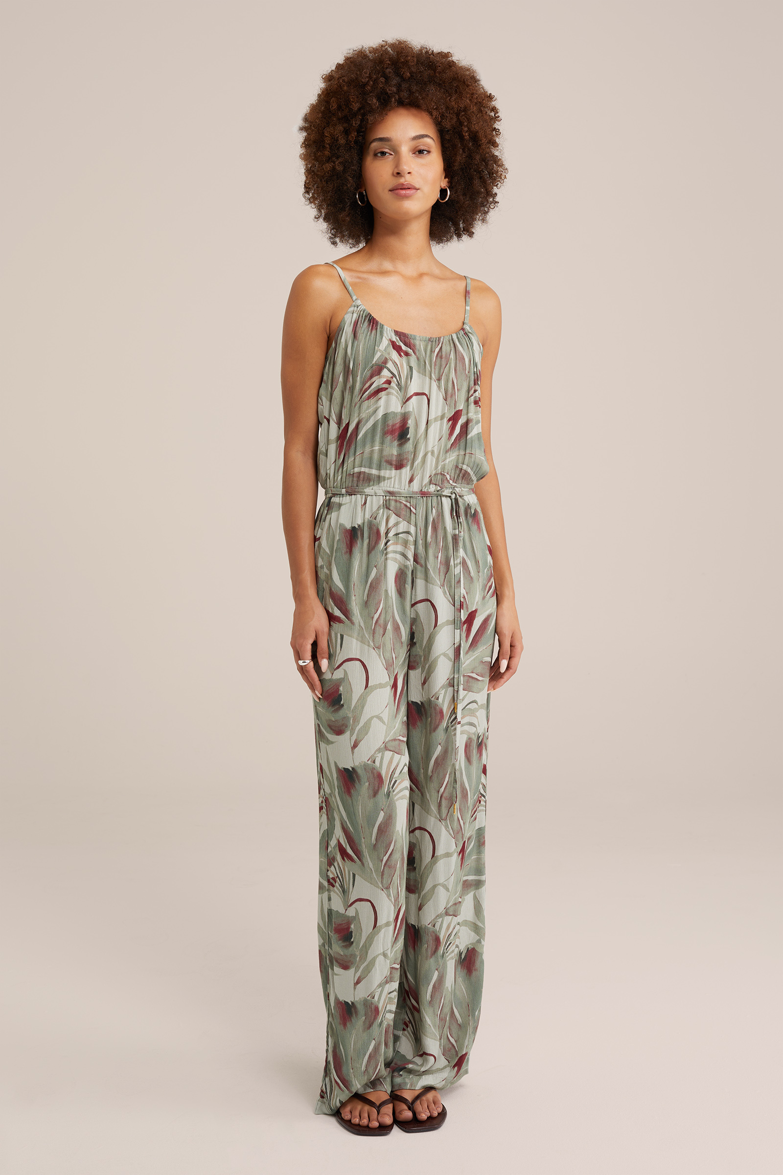 jumpsuit met structuur WE Fashion Lichtgroen