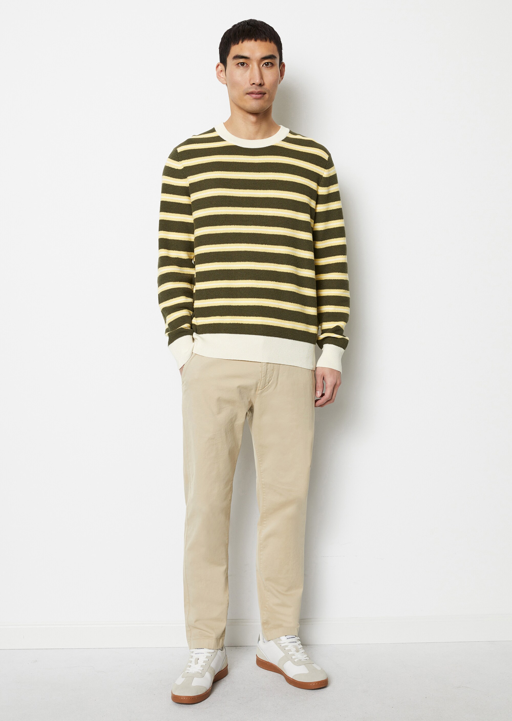 Pullover regular aus gestreifter Bio-Baumwolle