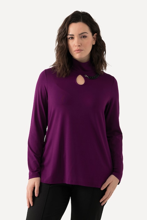 Shirt, Cut-Out, Kette, Stehkragen, Langarm