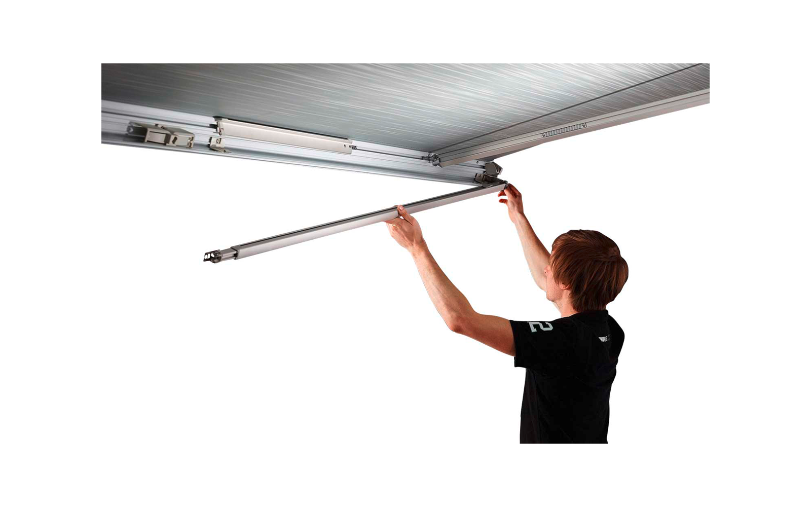Thule Omnistor 5200 Wandmarkise mit Motor Gehäusefarbe Weiß Tuchfarbe Mystic Grau 3 m