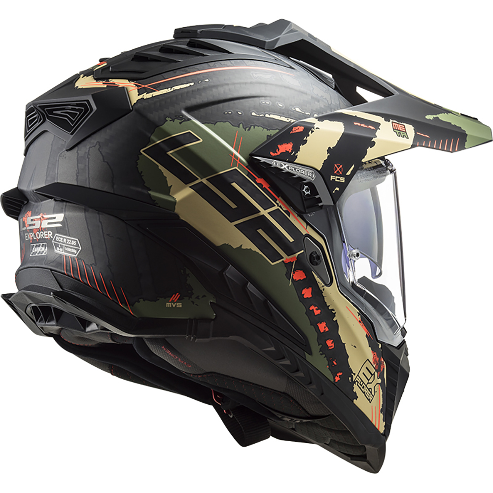LS2 - Casque MX701 Explorer Carbon Extend Noir / Vert / Sable / Mat