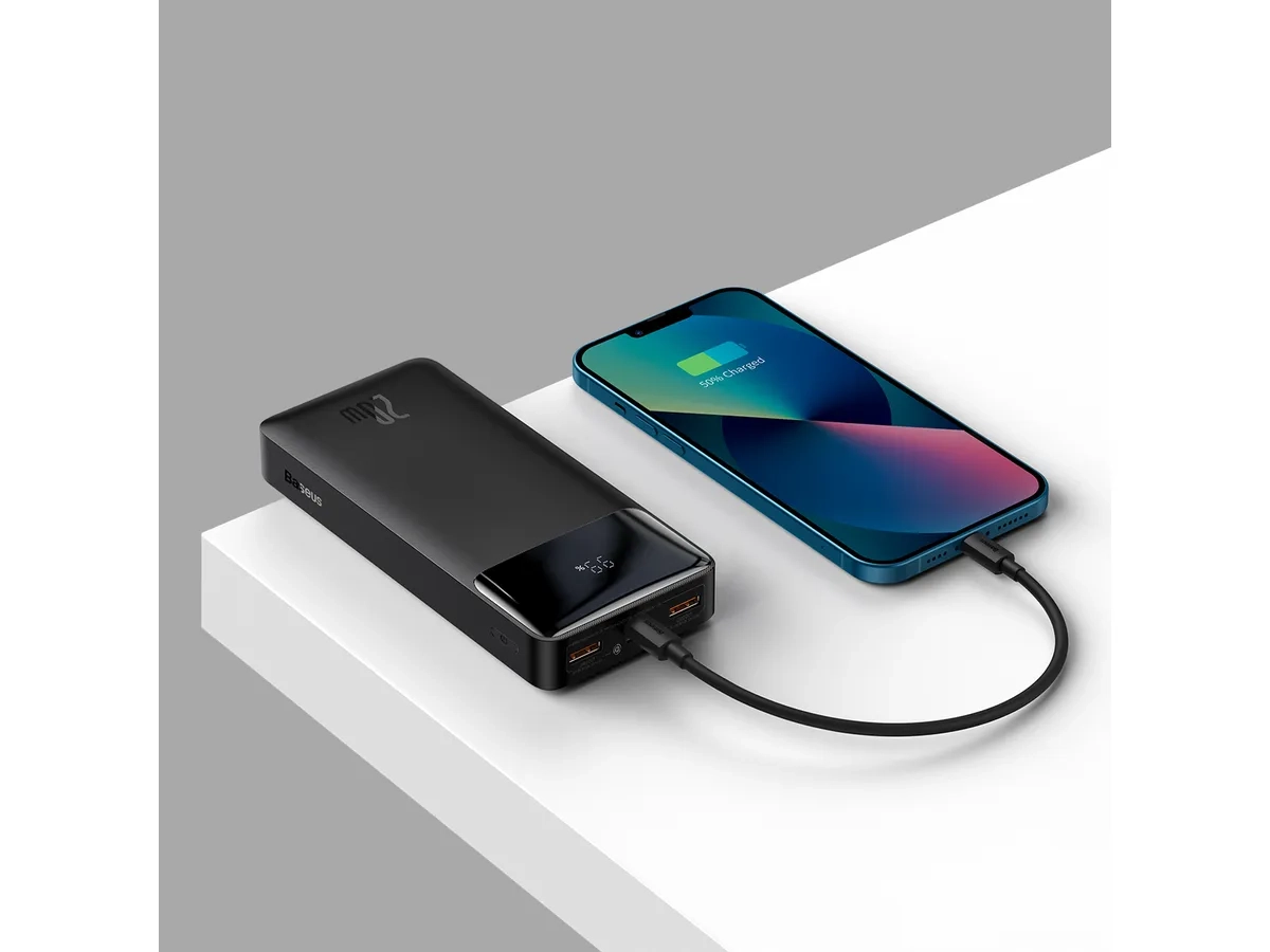 (20W) 20000mAh Bipow Dual USB A / USB C Power Bank Ladegerät   LED Anzeige (PPBD050501) - Schwarz