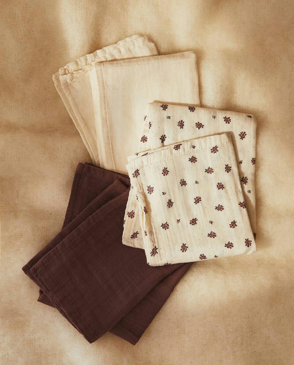 PANO DE MUSSELINA FLORAL INFANTIL (CONJUNTO DE 3)