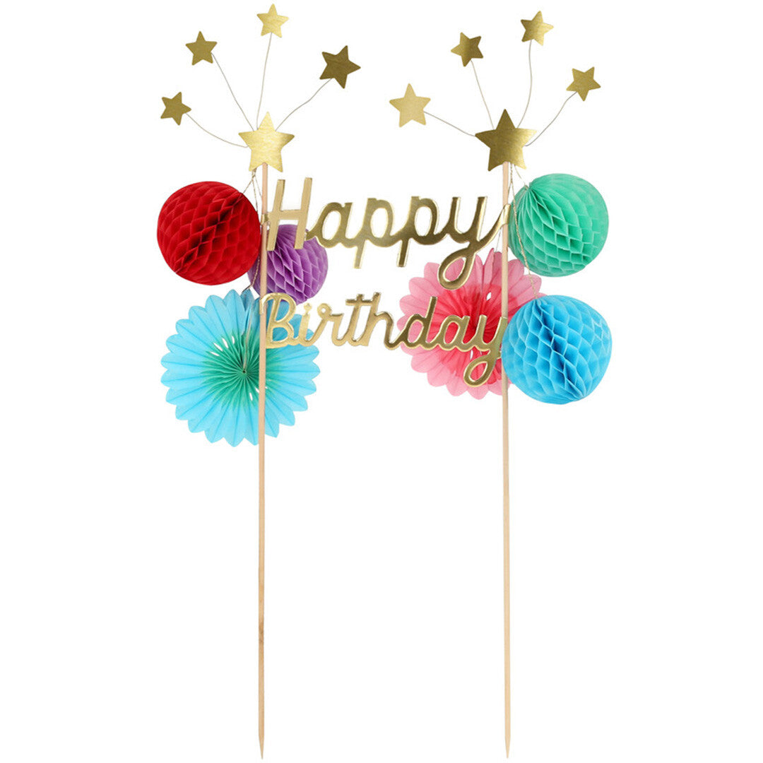 Meri meri taartversiering happy birthday goud
