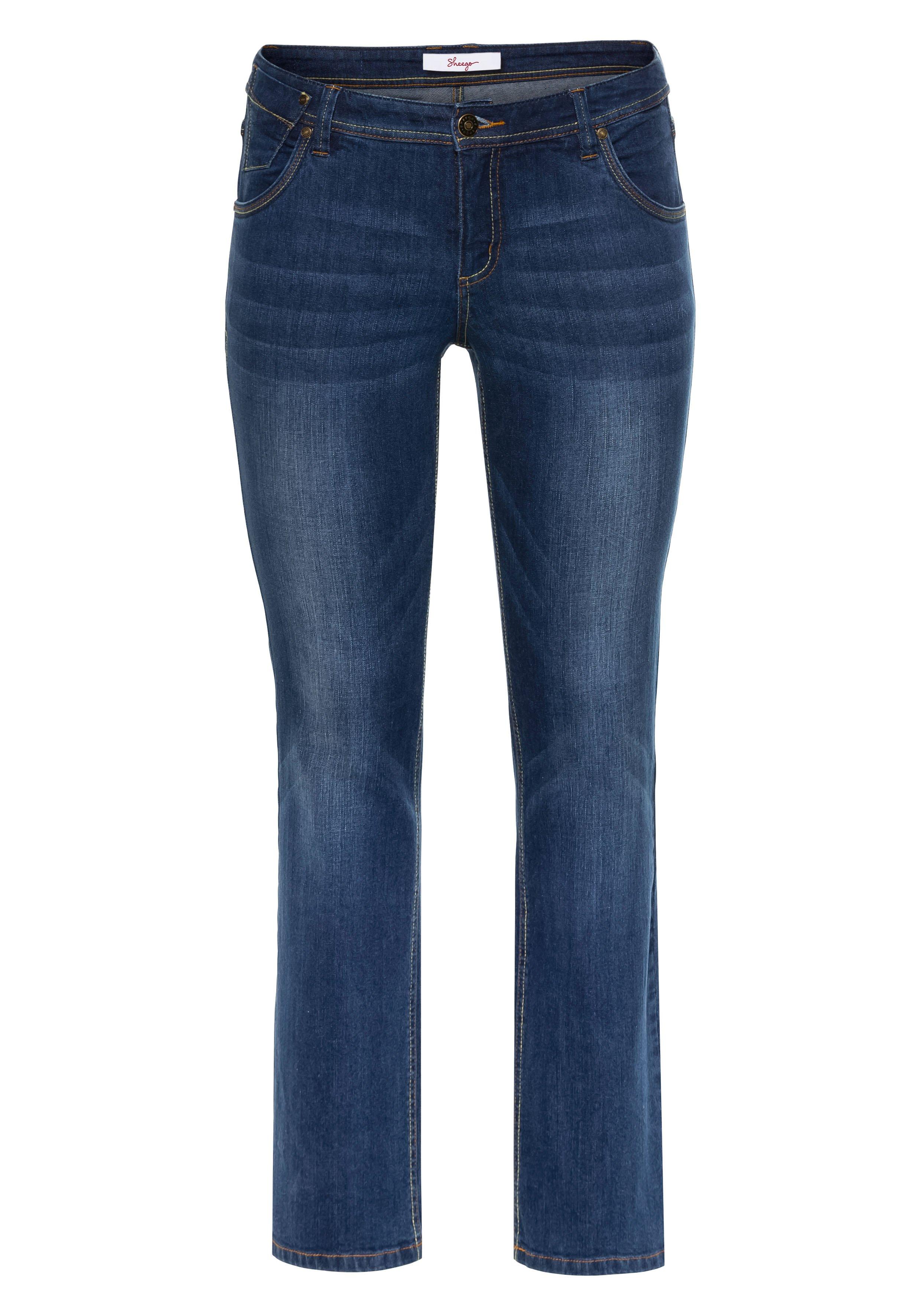Gerade Stretch-Jeans mit Used-Effekten