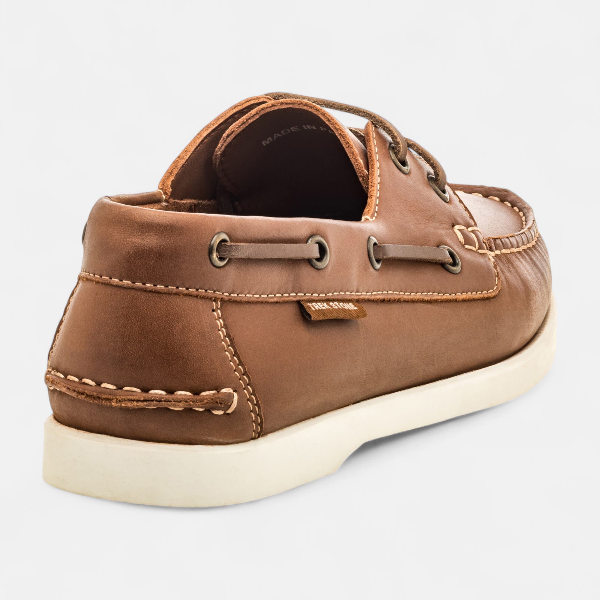 Chaussures bateau Homme en cuir cognac