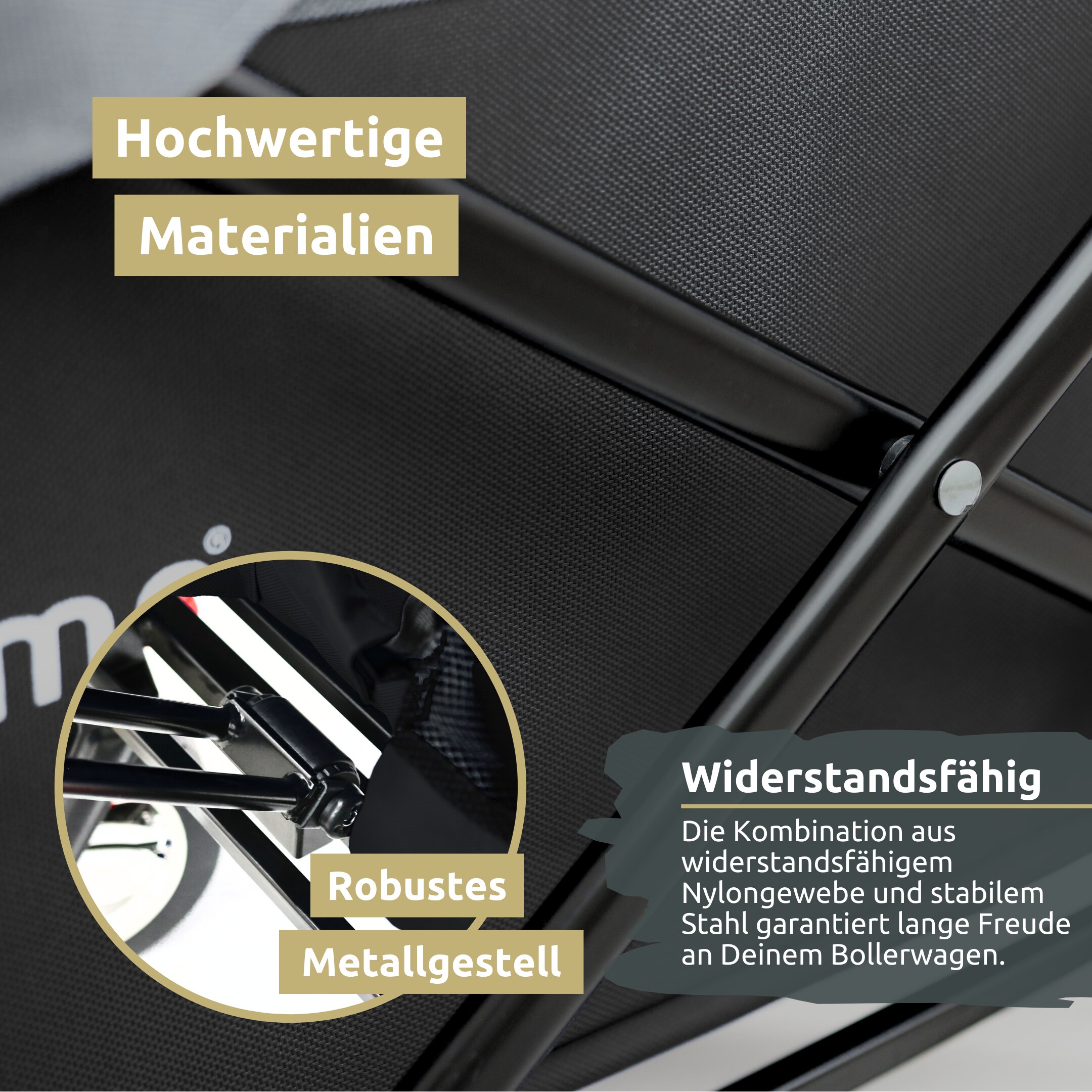 deluxe4home® Bollerwagen | Transportwagen faltbar mit Dach | Schwarz/Grau
