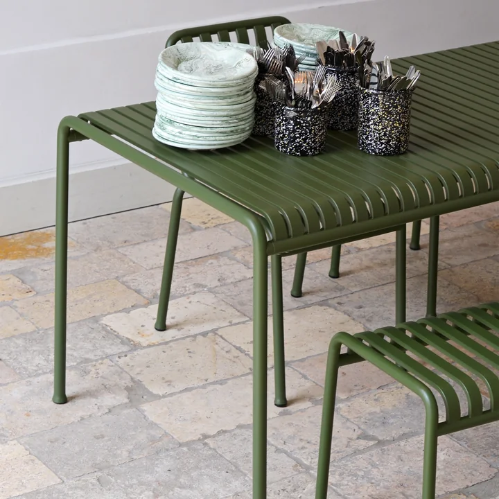 HAY - Palissade Tisch   4x Chair, anthrazit
