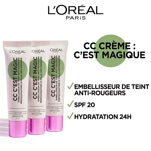CC Cream L'Oréal Paris, Corretor de Cor Universal Anti-Vermelhidão, 30ml