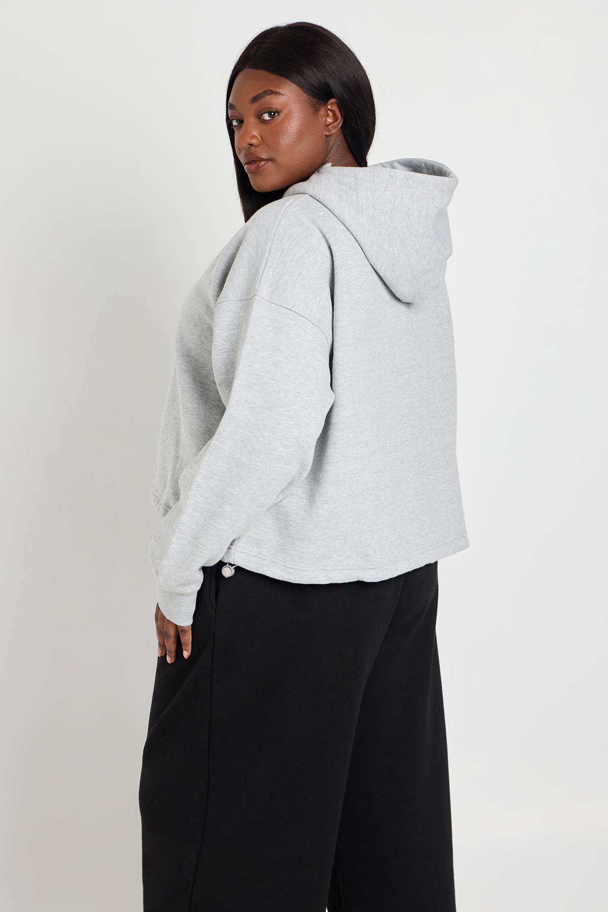 boohoo Sweat À Casynthétiqueche Grande Taille Col Cheminée Zippé Avec Cordons De Serrage