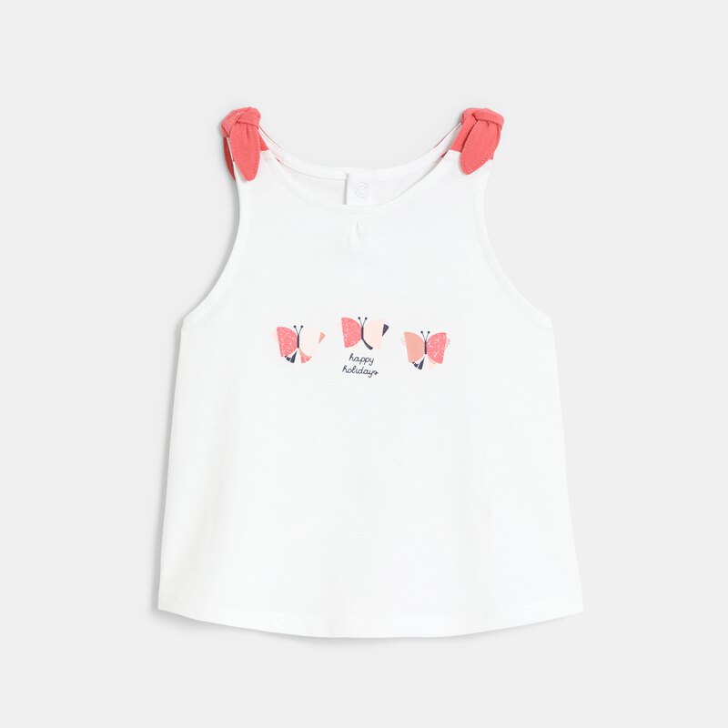Débardeur à nœuds papillons rose bébé fille Rose
