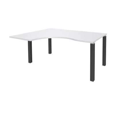 Bureau compact EXPRIM - L180 cm - Retour gauche - Plateau Blanc perle - Pieds carbone (Pieds de renfort obligatoire à rajouter - non inclus)