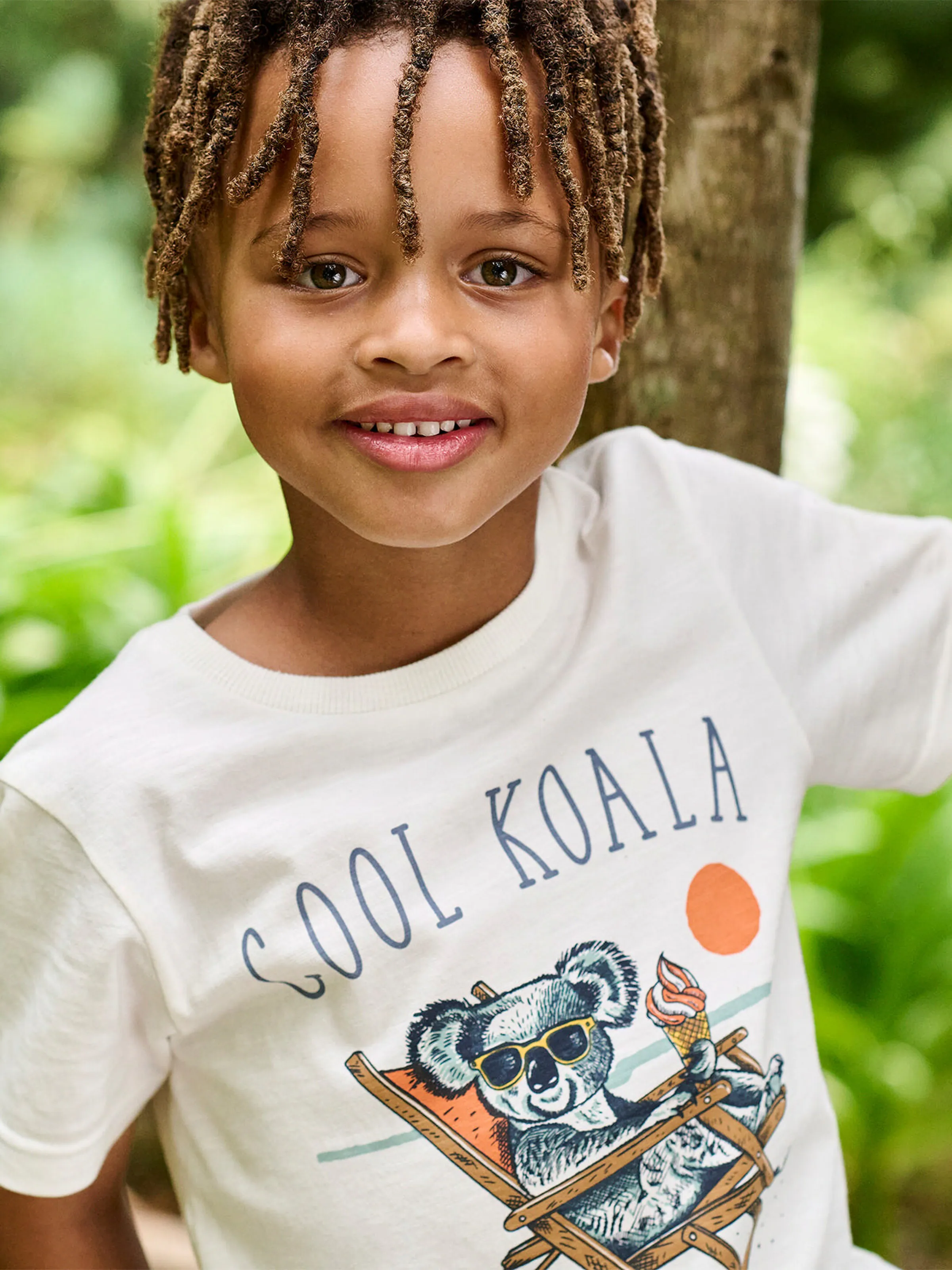 Vertbaudet Jungen T-Shirt, Tierprint weiß bedruckt