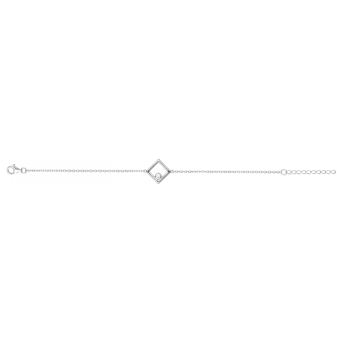 Bracelet souple mono-motif en Argent avec oxyde de zirconium blanc