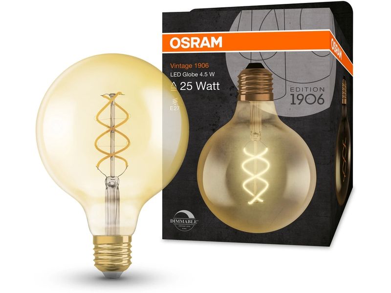 OSRAM Lampe Vintage 1906 Globe, 4.5W, E27 Warmweiss LED-Lampe, Vintage-Edition