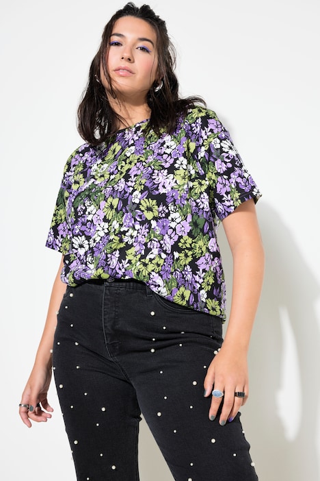 T-Shirt, oversized, Flower-Print