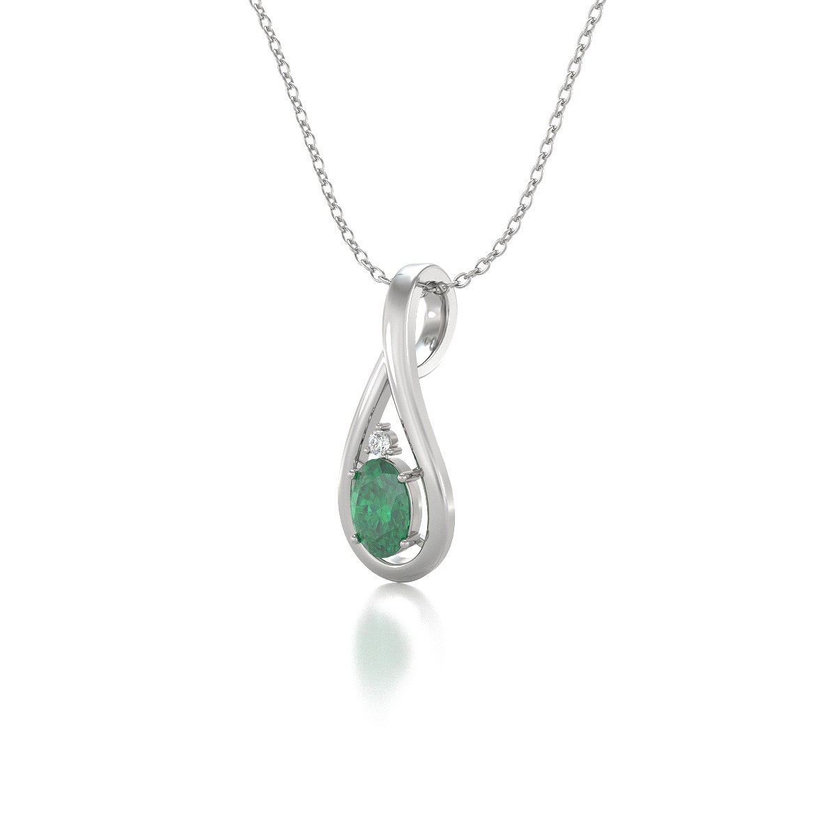 Collier Pendentif Emeraude & Diamant en Or Blanc - Cadeau d'Occasion Unique | Aden