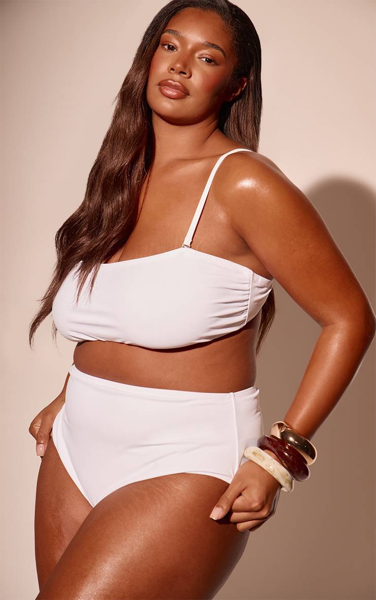 Blanc Haut De Bikini Bandeau Basique Grande Taille