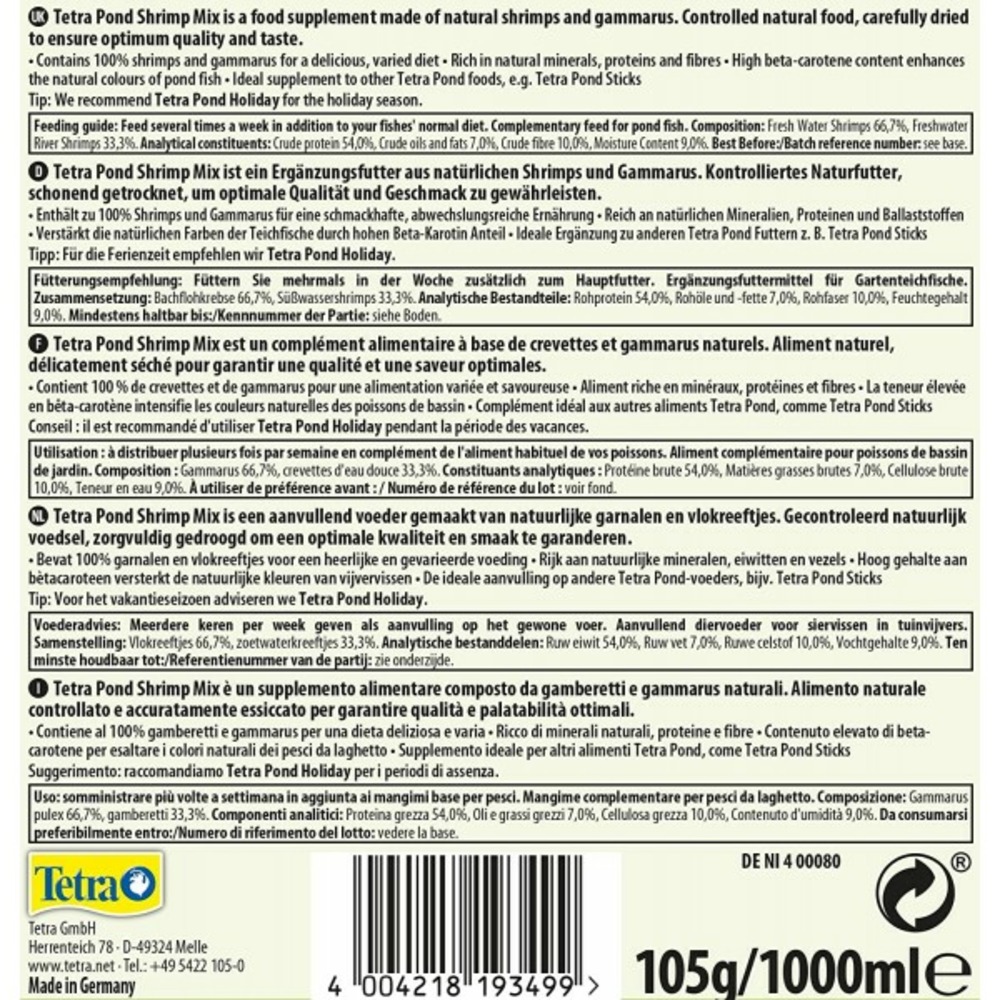 Tetra pond shrimp mix 1l