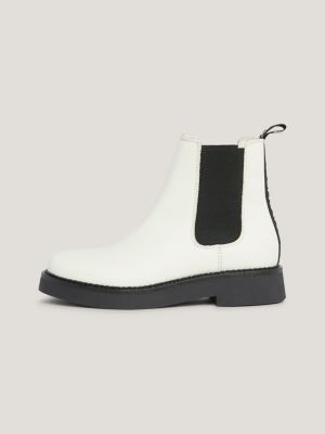 Botas Chelsea de couro com fita de logotipo repetida