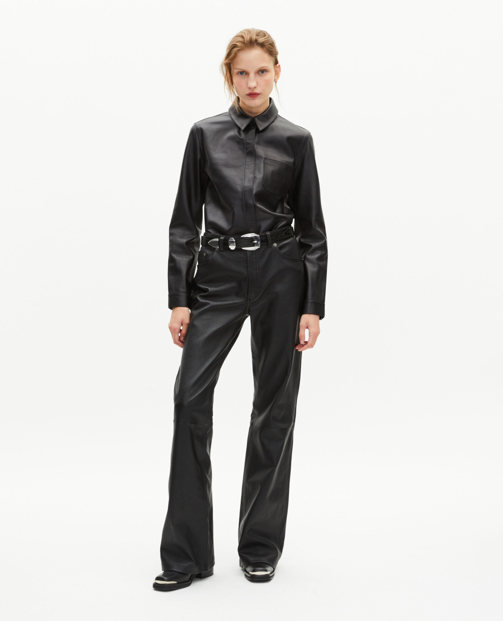 Chemise en cuir noire