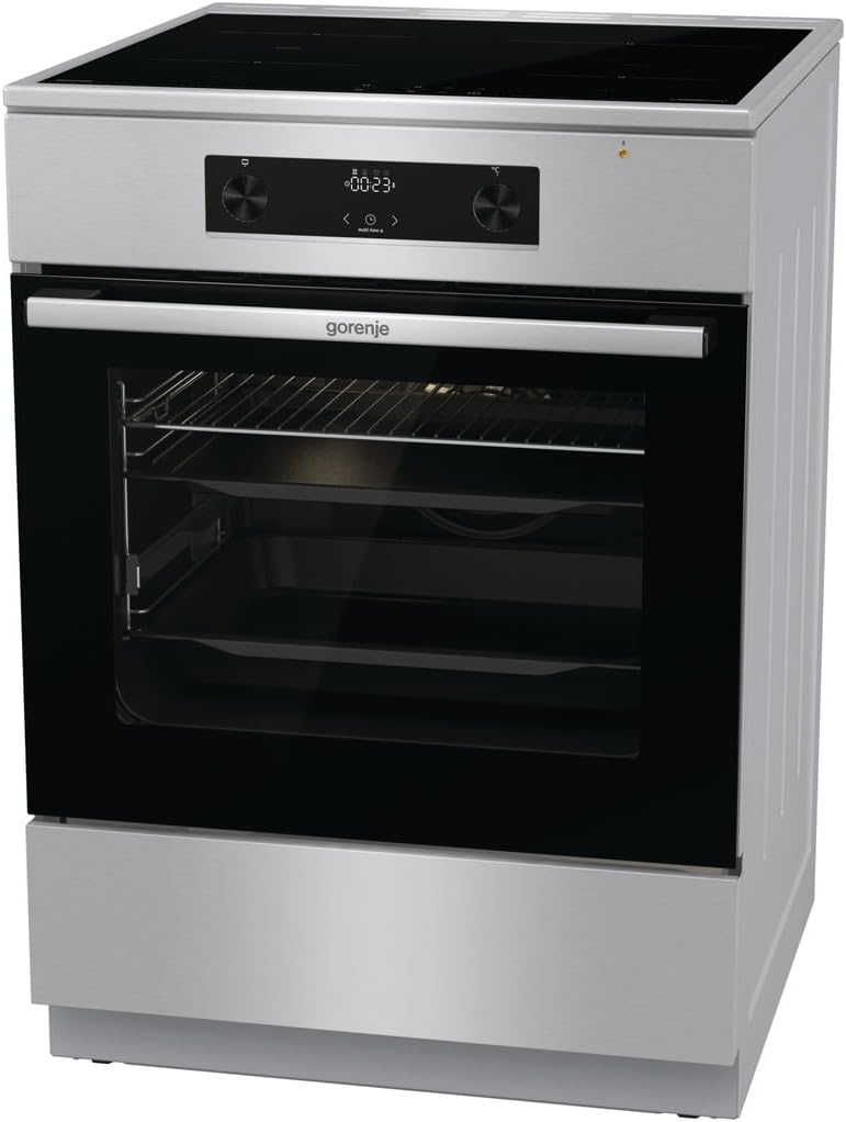 Gorenje GEIT6C60XPG Elektro Standherd mit Induktionskochfeld / 60 cm / 71 Liter/AirFry/Kindersicherung/GentleClose/AquaClean/BridgeZone/PowerBoost/edelstahl