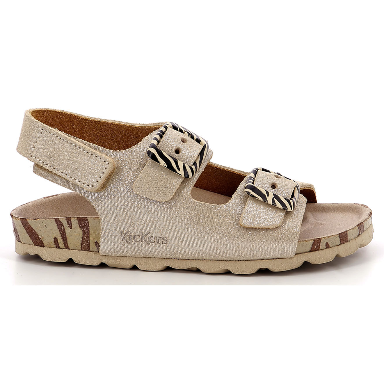 Kickers Sandales en Cuir Sunyva argenté/zèbre