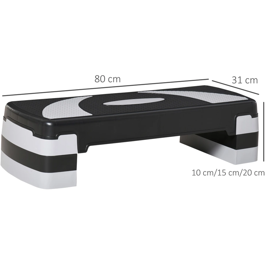 HOMCOM Steppbrett mit 3 Stufen schwarz, grau