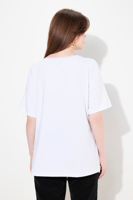 T-Shirt, Trachtenherz, Classic, V-Ausschnitt mit Spitze, Halbarm