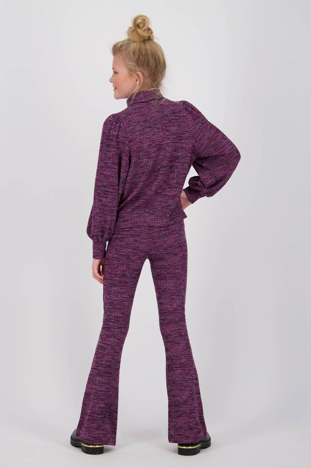 Vingino flared broek Sya paars/zwart