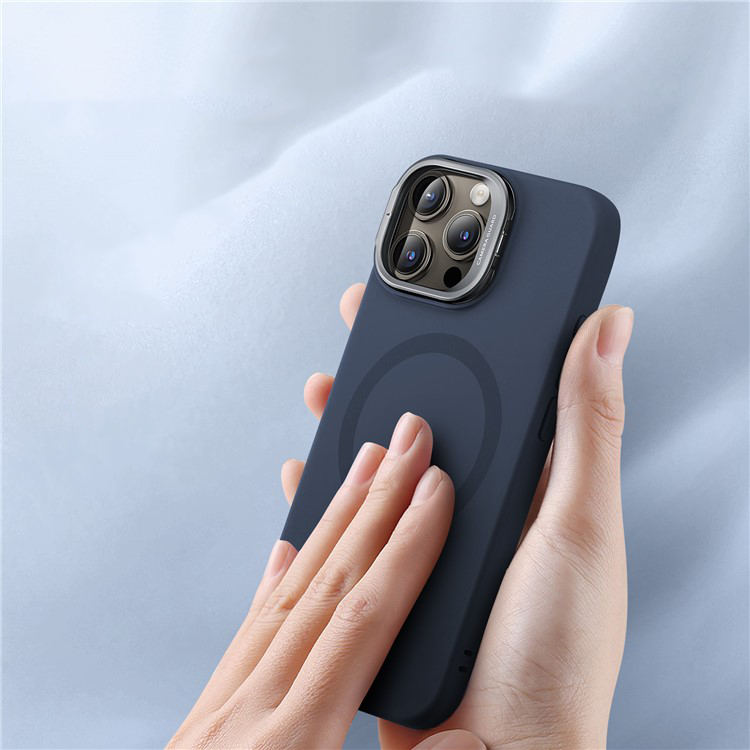 iPhone 15 Pro Max Cloud Series MagSafe Silikon Case Hülle   Kickstand - Dunkelblau