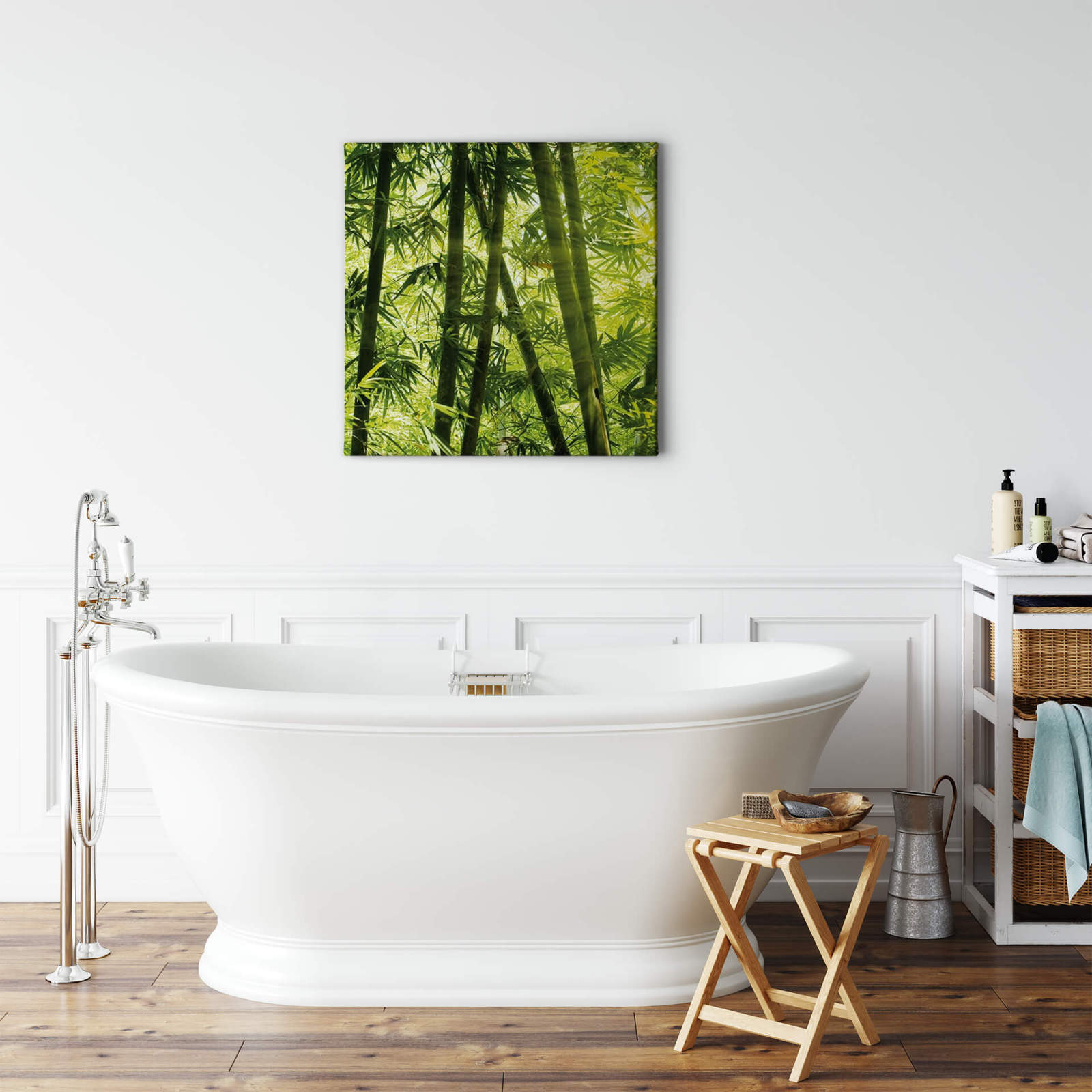 Leinwandbild BAMBUSWALD - grün-schwarz - 50x50 cm
