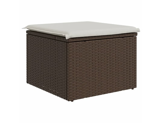VIDAXL - Pouf Tabouret de jardin avec coussin brun 55x55x37 cm résine tres...