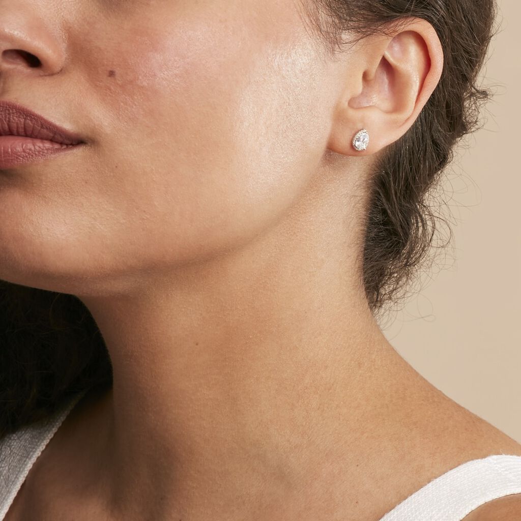 Boucles D'oreilles Puces Codie Argent Blanc Oxyde De Zirconium