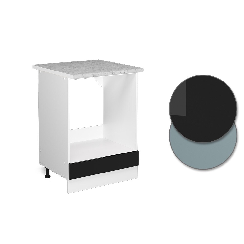 Vicco Herdschrank Küchenschrank R-Line Solid Weiß Schwarz 60 cm modern Arbeitsplatte
