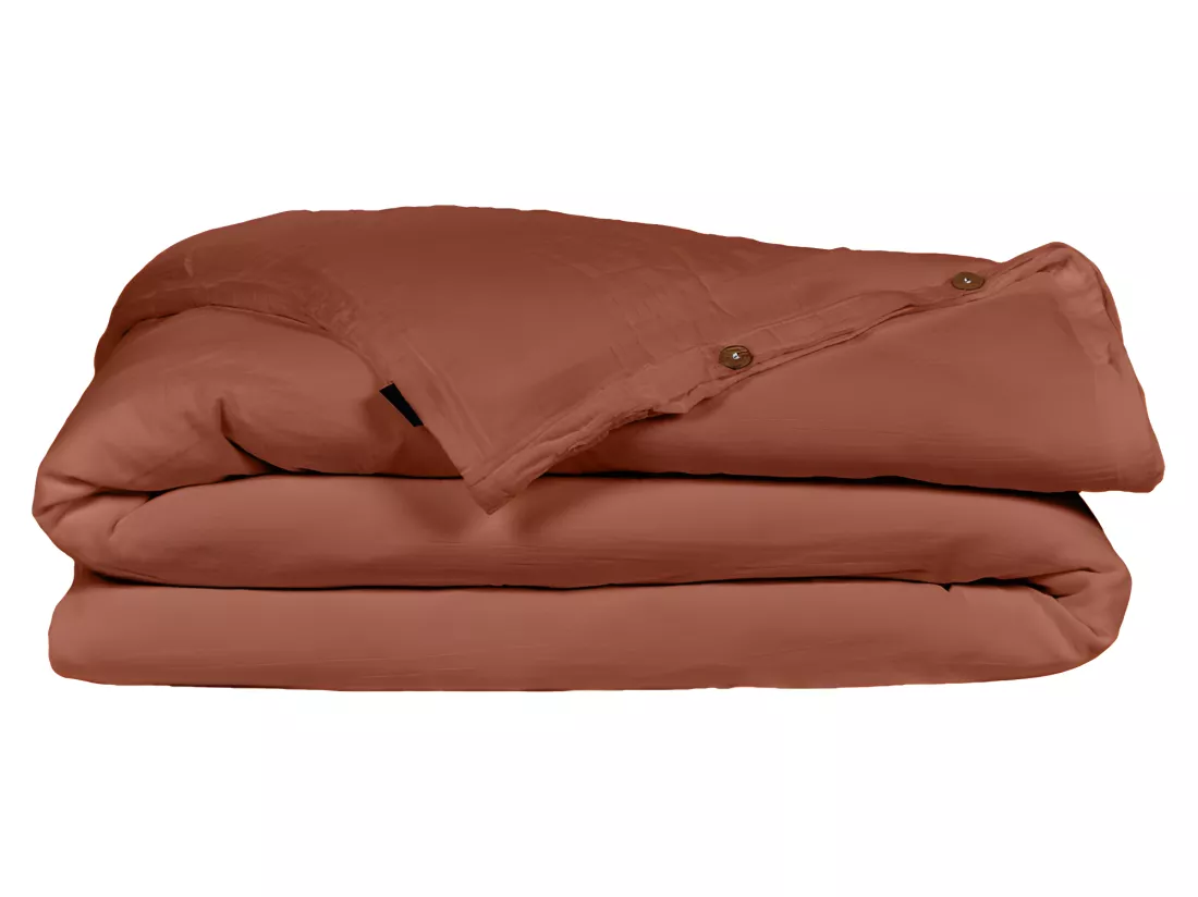 Housse de couette gaze de coton double 220 x 240 cm terracotta - PEPA 3