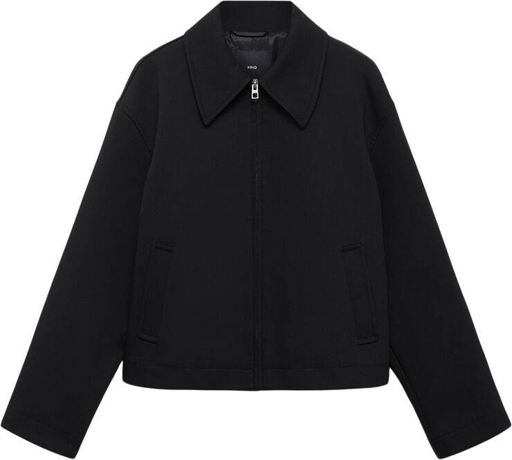 MANGO Cotton jacket with shirt collar Black