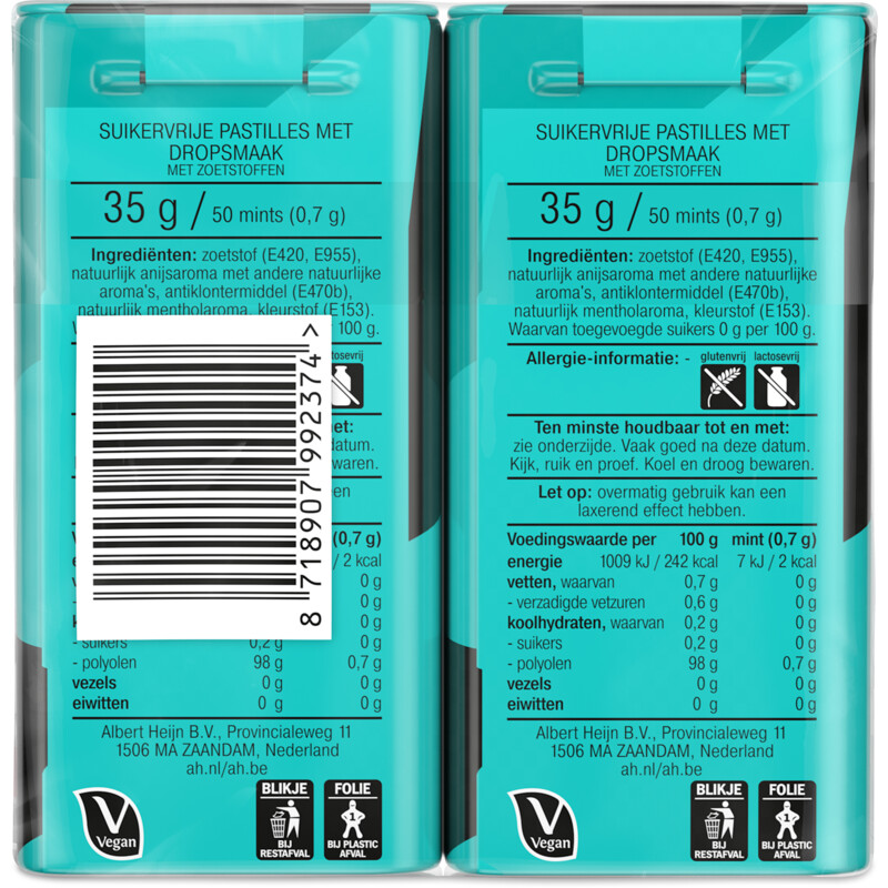 AH Mint blackmint suikervrij 2-pack