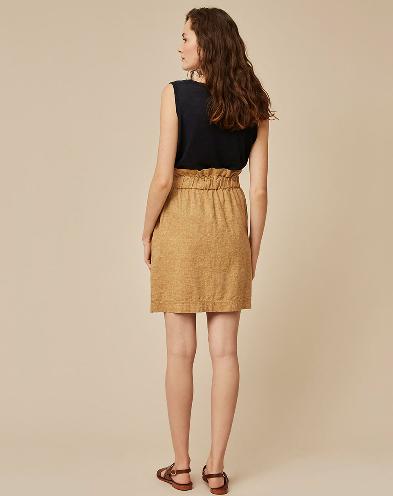 Harris Wilson Jupe en Lin & Coton Curly muscade