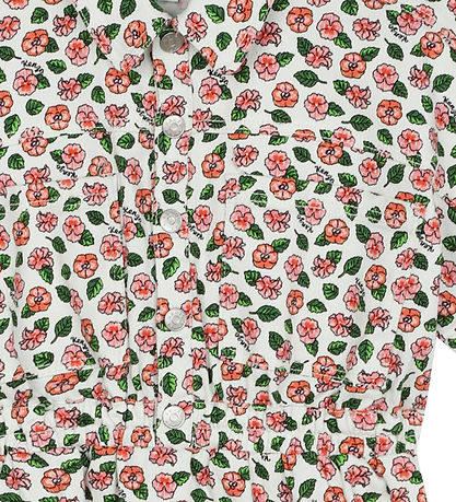 Kenzo Kleid - Denim - Ivory/Pink m. Blumen