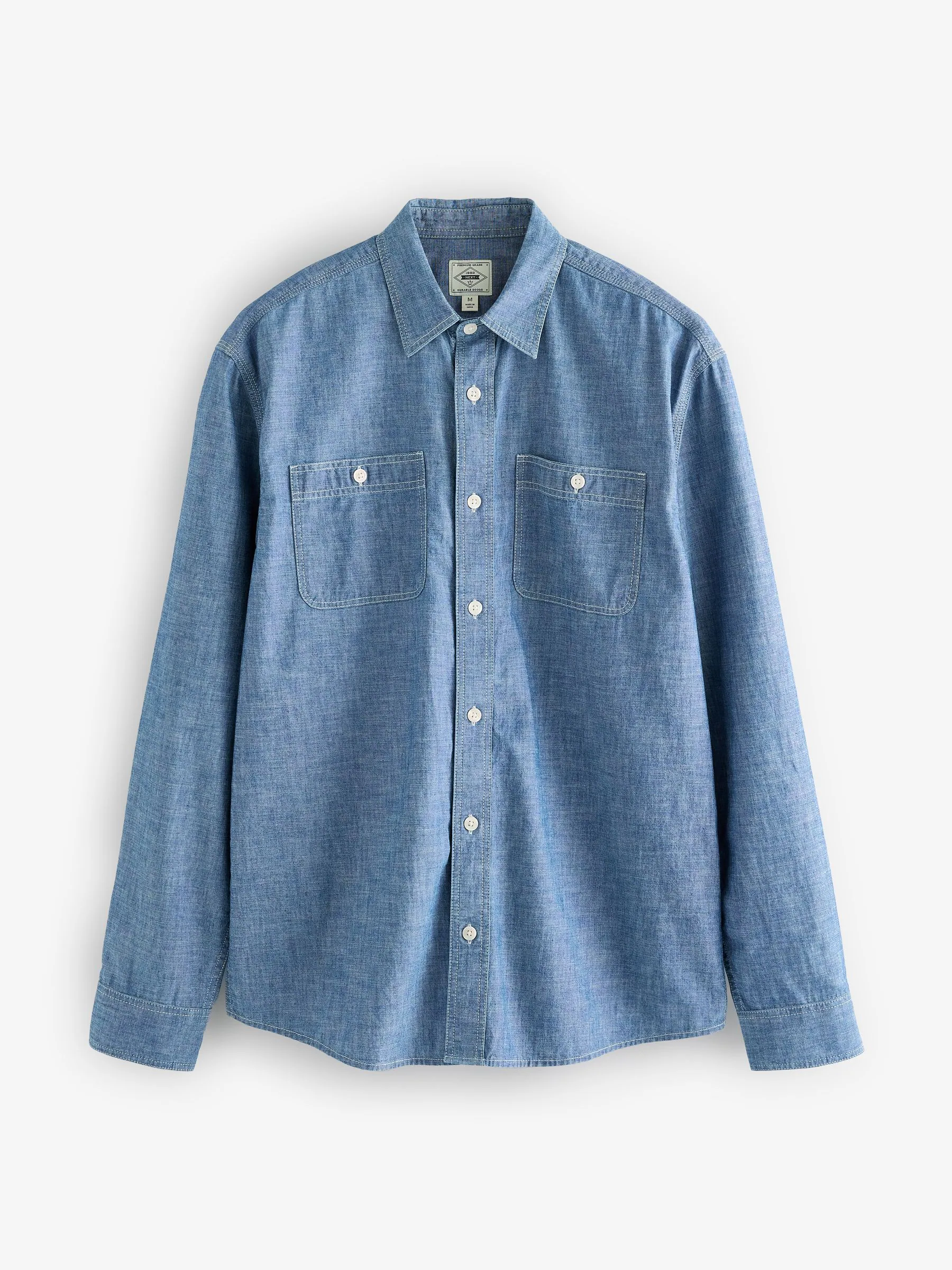 Blauw - Long Sleeve Chambray Denim 100% Cotton Shirt
