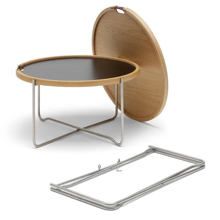 Carl Hansen - CH417 Tray Table, Laminat schwarz / weiss / Eiche geölt