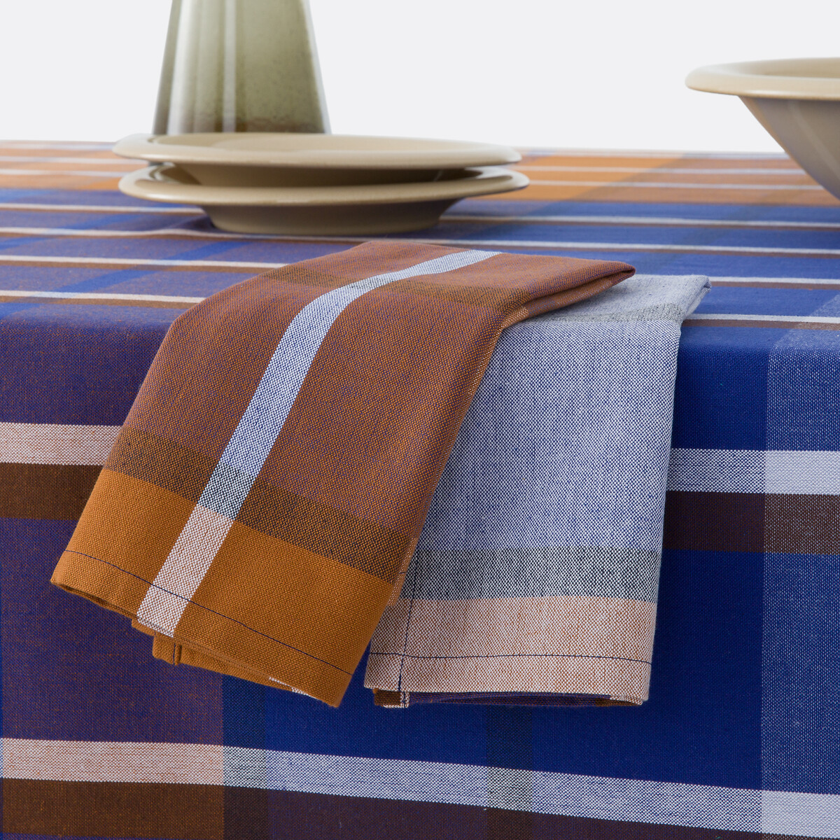 LA REDOUTE INTERIEURS<br>Toalha de mesa xadrez de algodão tecido e tingido, Selwyn