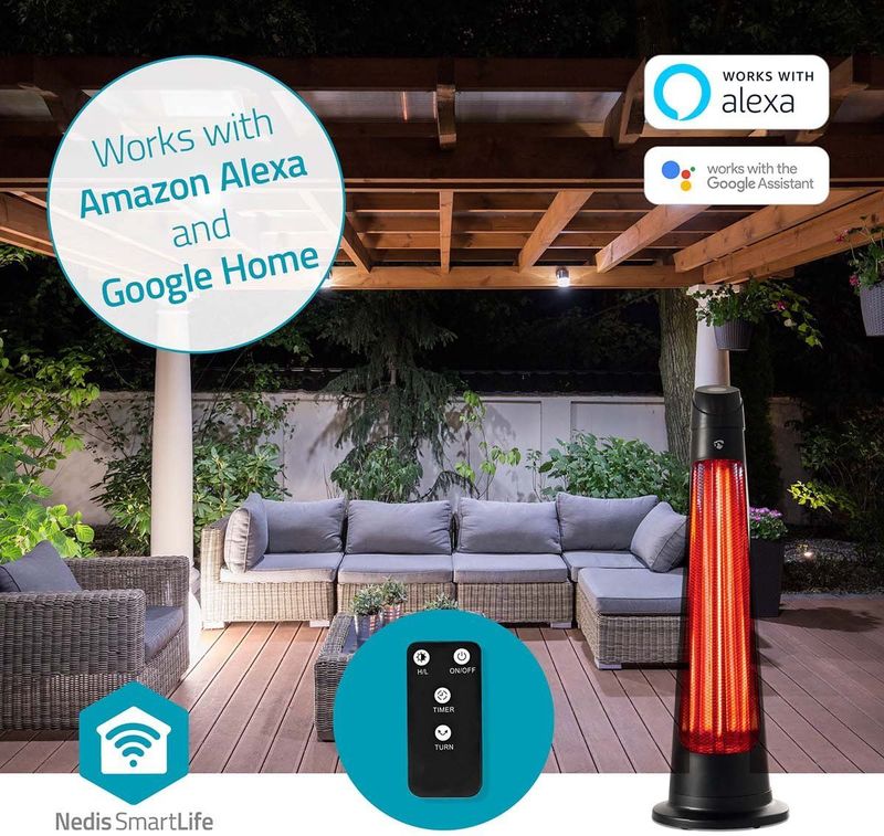 Nedis - SmartLife Patio Verwarmer - Zwart - 1200 W - Wi-Fi - IP24