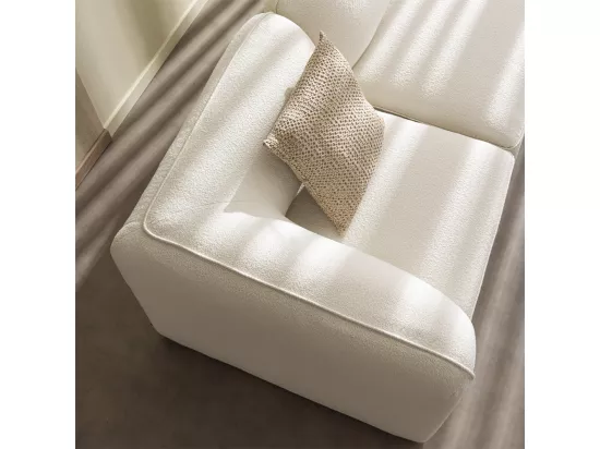 Noor - Chauffeuse pour canapé modulable en tissu bouclette - Écru