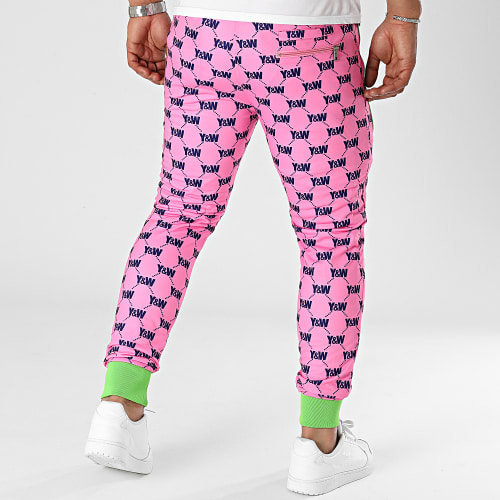 Pantalon Jogging Multi Colors Rose Bleu Clair Réversible