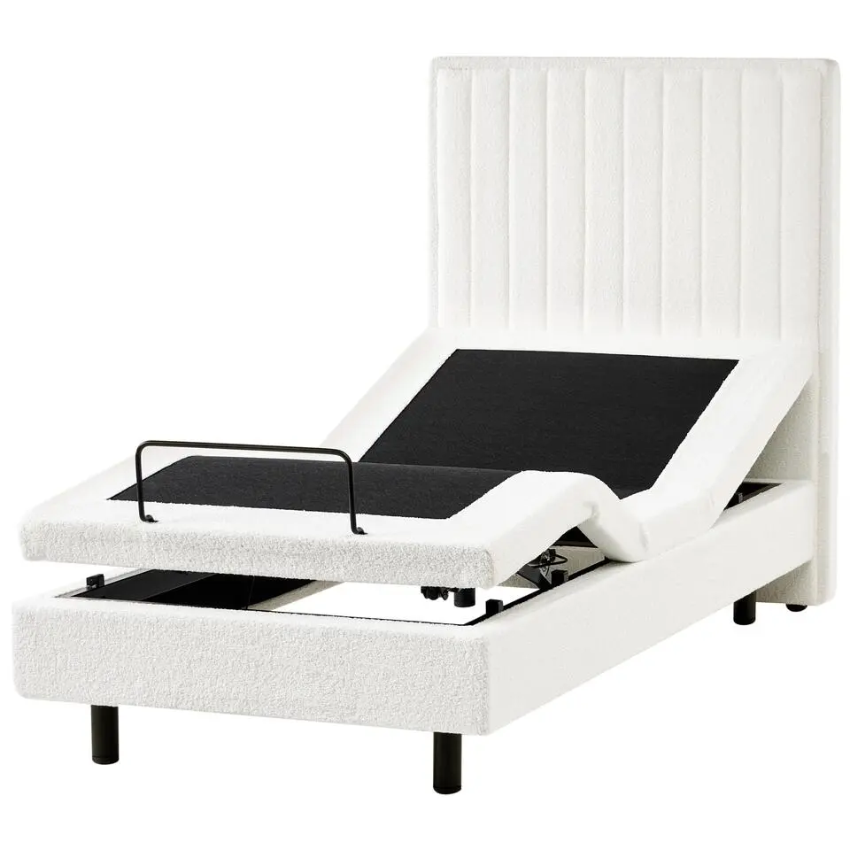 DUKE II - Eenpersoonsbed - Off-white - 90 x 200 cm - Bouclé